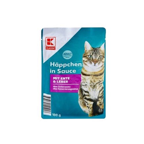 Classic Wet Food with Duck and Liver in Sauce for Adult Cats 100g