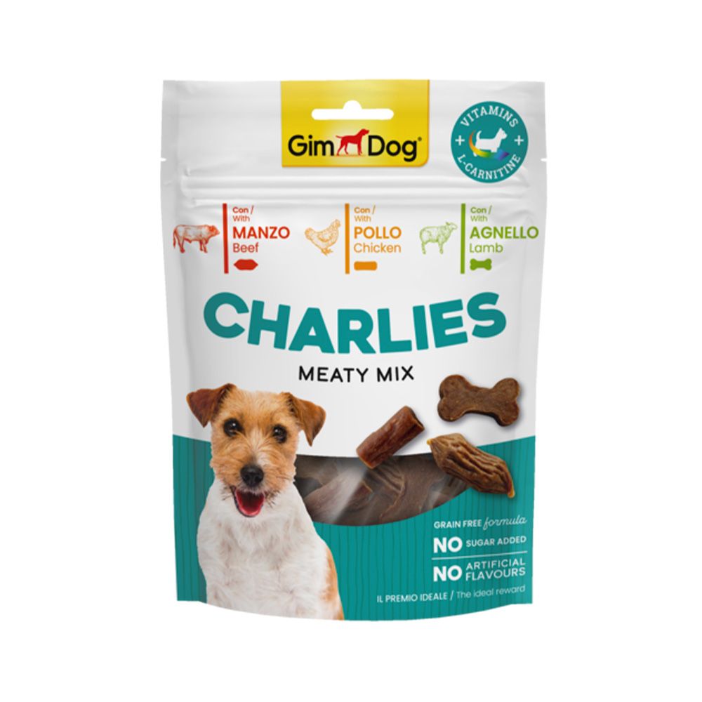 Gimdog Charlies Meaty Mix Beef Chicken Lamb Dog Treats - 70 g‏