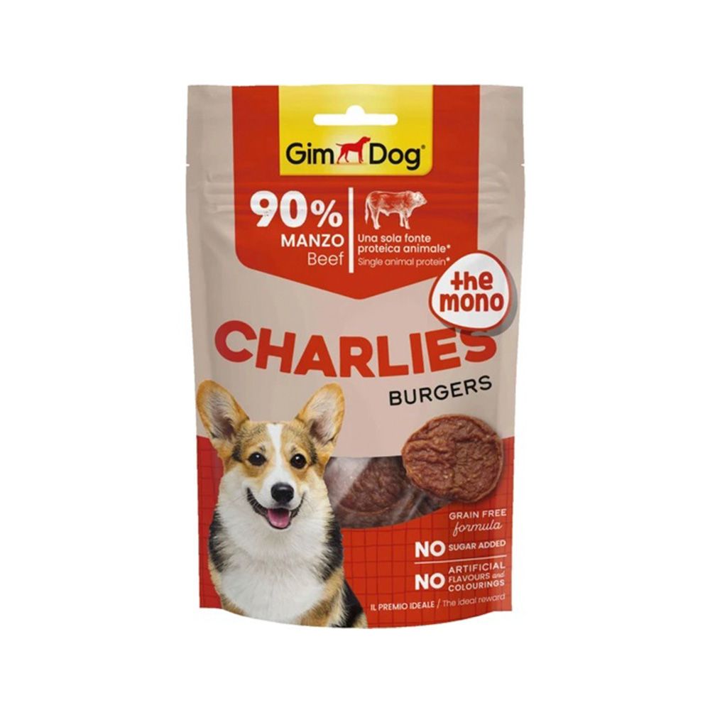 Gimdog Charlies The Mono Burgers Beef Dog Treats - 70 g‏