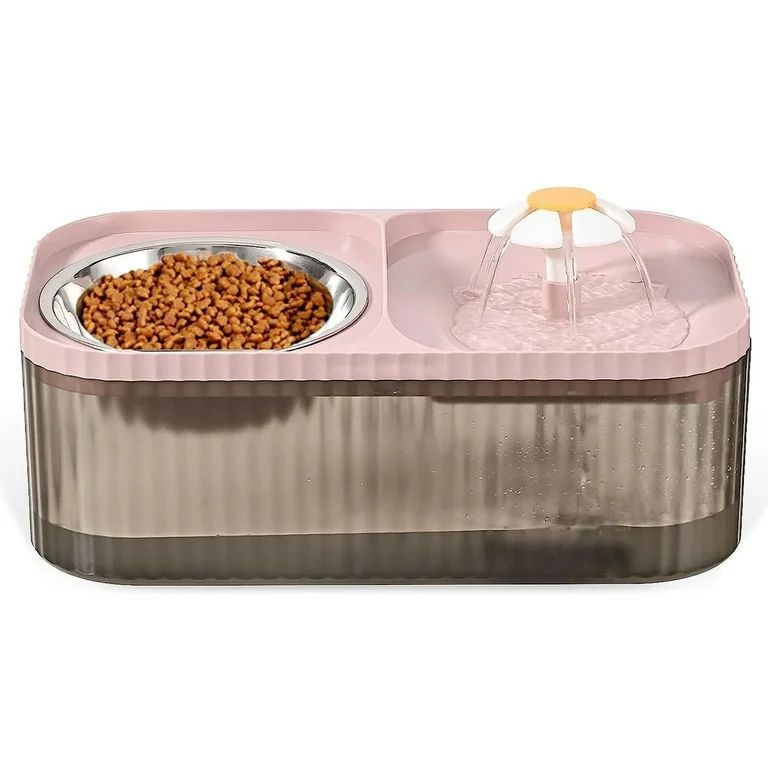 Cat Water Fountain and Food Bowl Ultra Flower Fountain