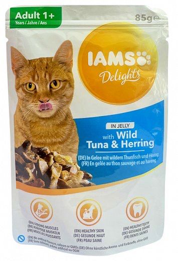 Lams Adult Delights Wild Tuna & Herring In Jelly 85g