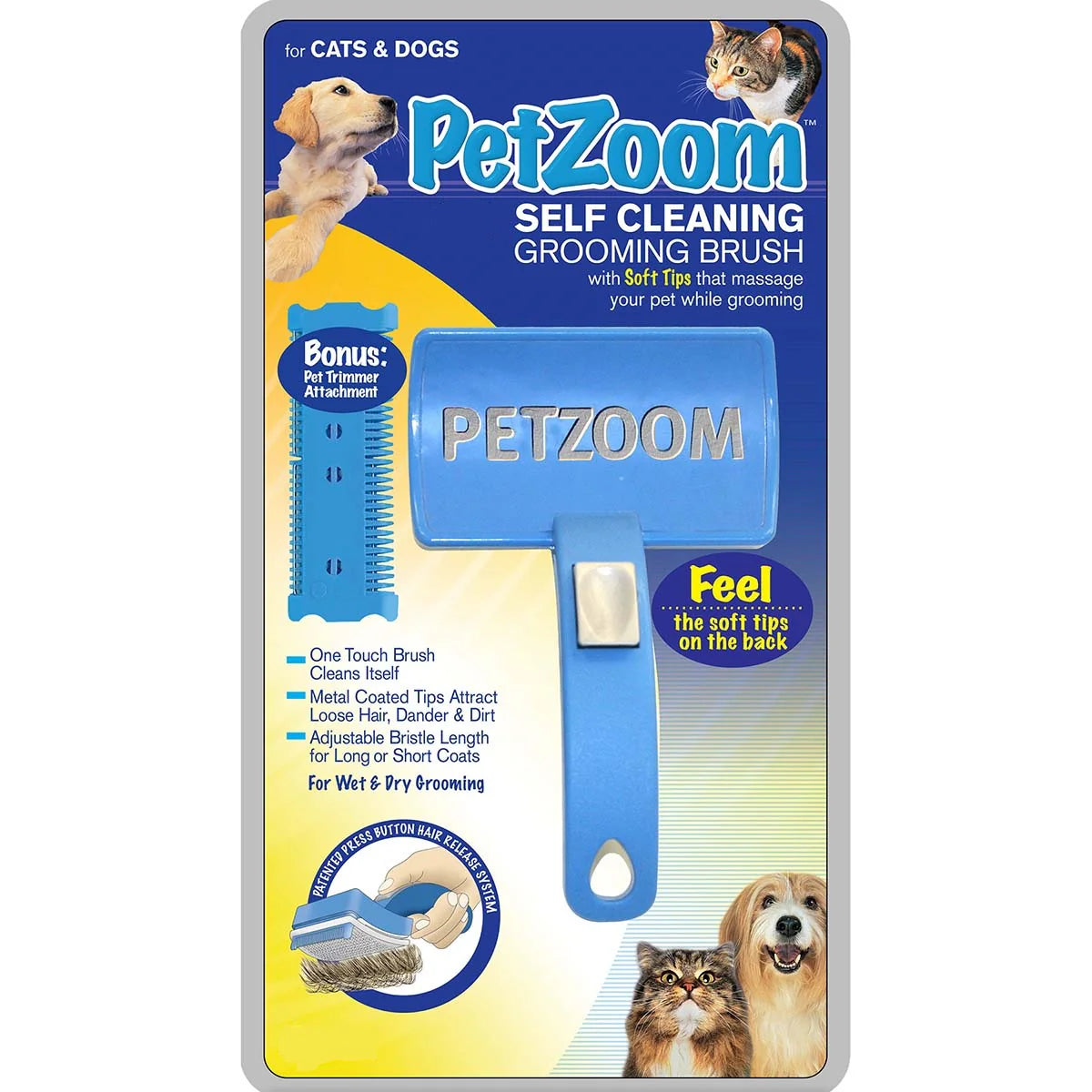 PetZoom Self Cleaning Grooming Brush