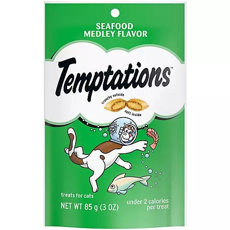 Temptations Classic Seafood Medley Flavor Crunchy And Soft Treats For Cats 85g