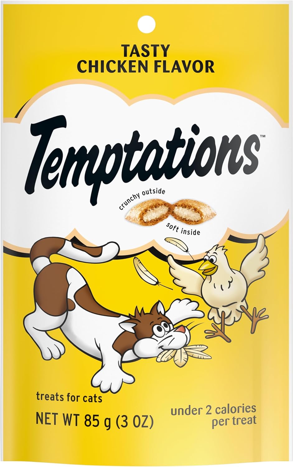 Temptations crispy and soft cat snacks with a delicious chicken flavor 85g