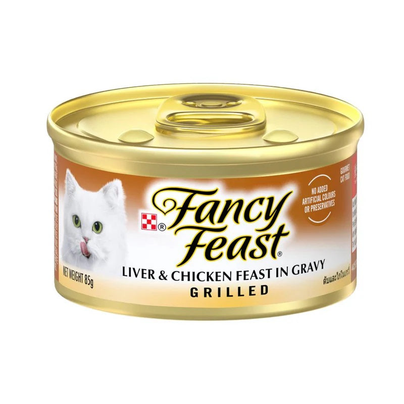 fancy feast liver & chicken feast  in gravy grilled 156g