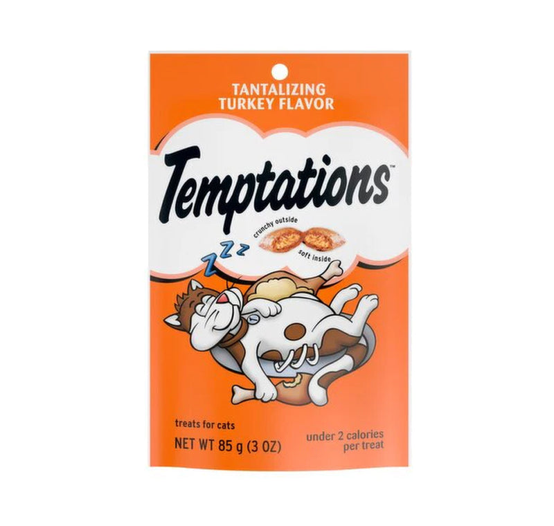 TEMPTATIONS Classic Crunchy and Soft Cat Treats Tantalizing Turkey Flavor 85g