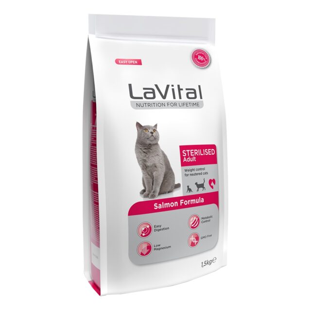 Lavital Salmon Flavor Formula for Sterilized Adult Cats 1.5 kg