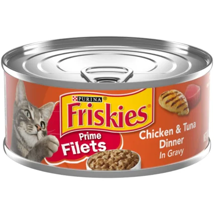Friskies Prime Filets Chicken & Tuna Dinner in Gravy Wet Cat Food 156g