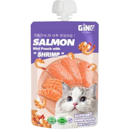 Gino Cat Treat Mini Pouch With Shrimp Salmon 100g