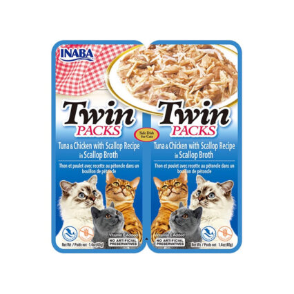 Inaba Twin Packs Tuna & Chicken in Scallop Broth 40g
