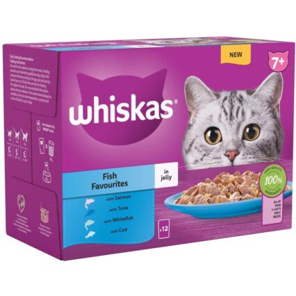 WHISKAS 7+ CAT POUCH FISH JELLY 12X85G