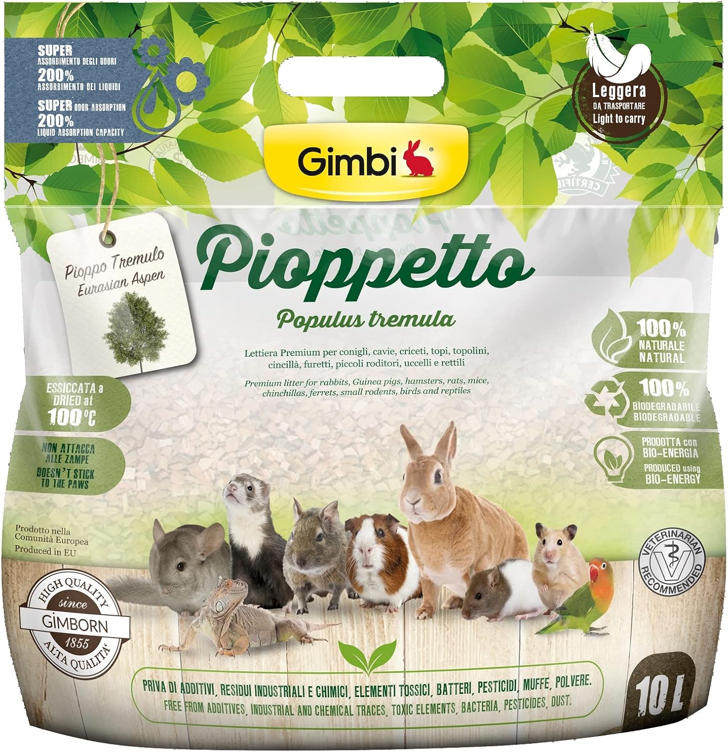 Gimbi Pioppetto biodegradable poplar litter for rodents and birds 10L