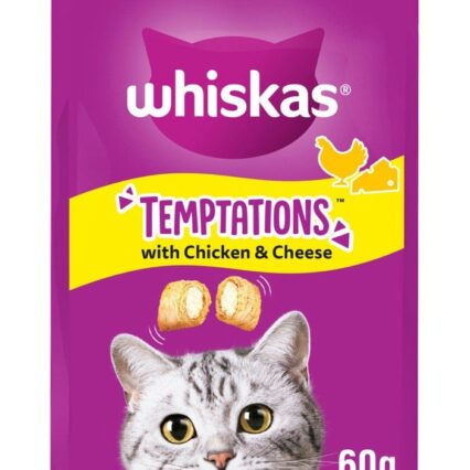 Whiskas Temptations Cat Treats with Chicken And Cheese Flavour 60g
