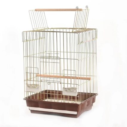 Cage Parrot Square Golden with 2 Feeders - 47x47x100 cm