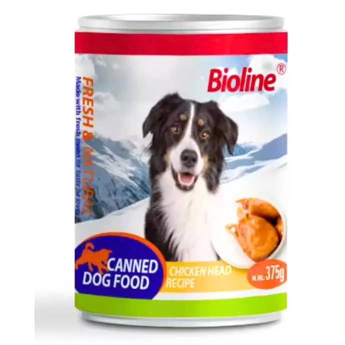 Bioline Canned Dog Wet Food Chicken Head Recip 375g