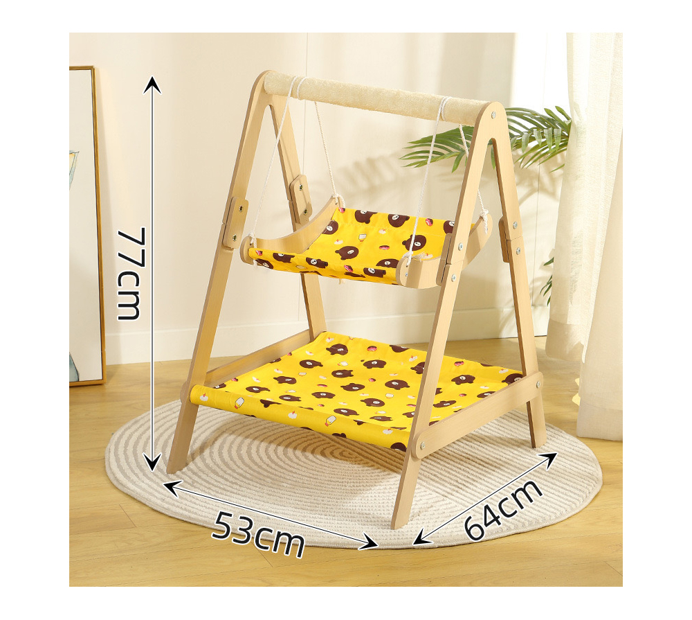 ستاند خشبي فاخر للقطط - لون اصفر