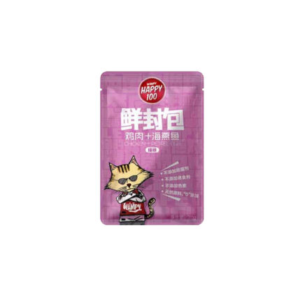 هابي وانبي باوتشز بنكهة الدجاج وسمك البيتال - 70 جرام