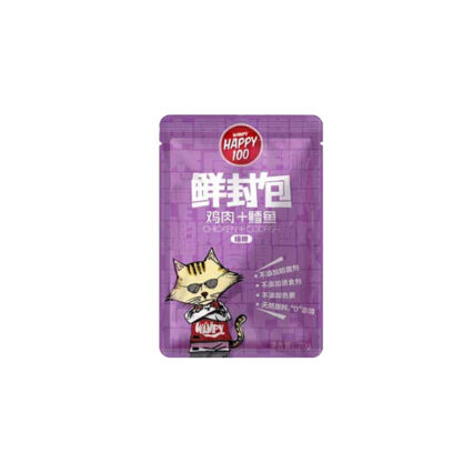 هابي وانبي باوتشز بنكهة الدجاج وسمك القد - 70 جرام