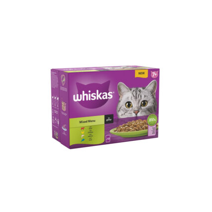 ويسكاس طعام رطب للقطط الكيبرة بنكهات مختلفة في المرق - 12x85 غرام